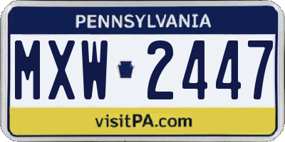 PA license plate MXW2447