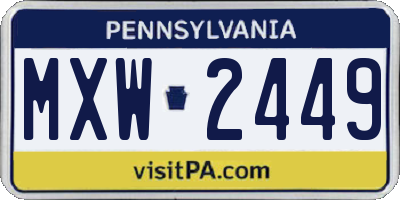 PA license plate MXW2449