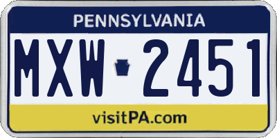 PA license plate MXW2451