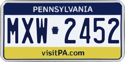 PA license plate MXW2452