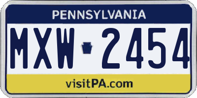 PA license plate MXW2454