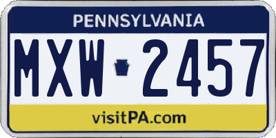 PA license plate MXW2457