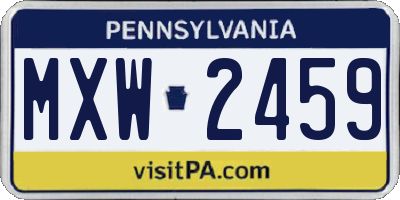 PA license plate MXW2459