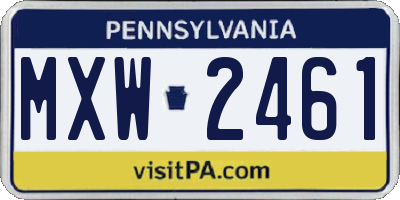 PA license plate MXW2461