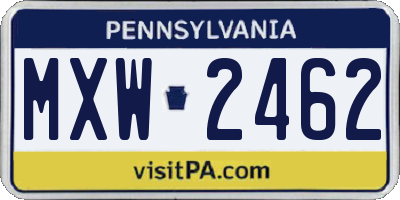 PA license plate MXW2462