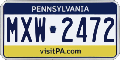 PA license plate MXW2472