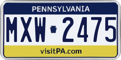 PA license plate MXW2475