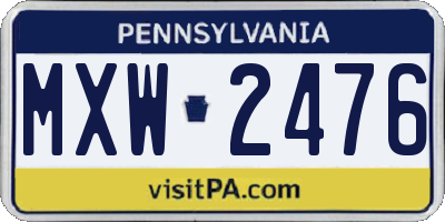 PA license plate MXW2476