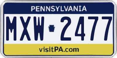 PA license plate MXW2477