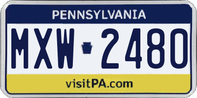 PA license plate MXW2480