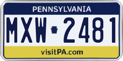 PA license plate MXW2481