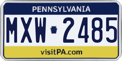 PA license plate MXW2485