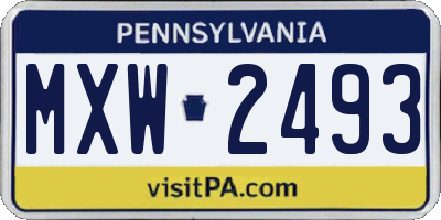 PA license plate MXW2493