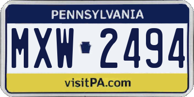 PA license plate MXW2494