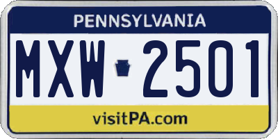 PA license plate MXW2501