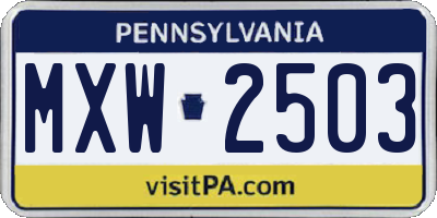 PA license plate MXW2503