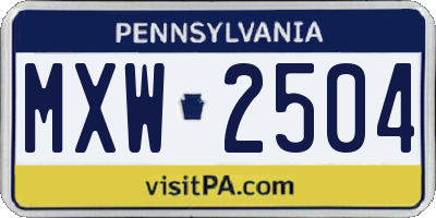 PA license plate MXW2504