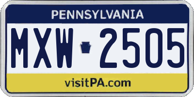 PA license plate MXW2505