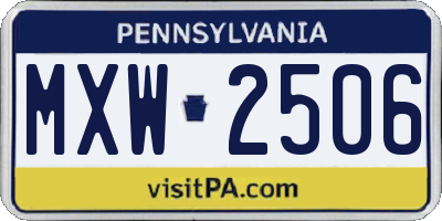 PA license plate MXW2506