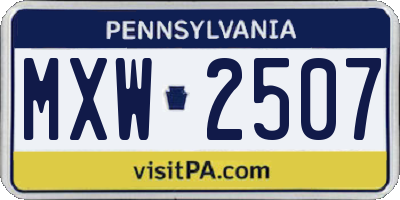 PA license plate MXW2507