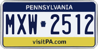 PA license plate MXW2512