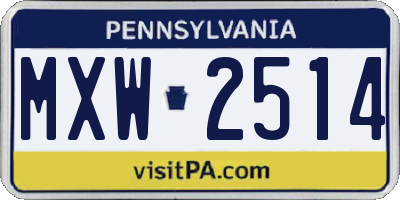 PA license plate MXW2514