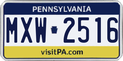 PA license plate MXW2516