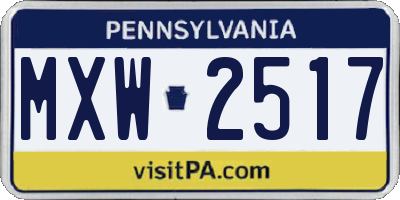 PA license plate MXW2517