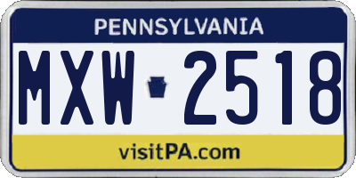 PA license plate MXW2518