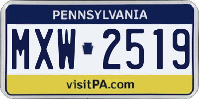 PA license plate MXW2519