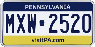 PA license plate MXW2520