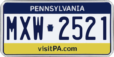 PA license plate MXW2521