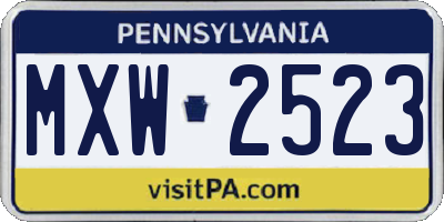 PA license plate MXW2523