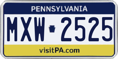 PA license plate MXW2525
