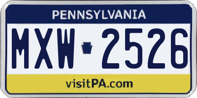 PA license plate MXW2526