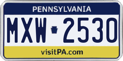 PA license plate MXW2530