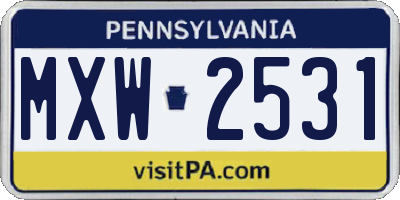 PA license plate MXW2531