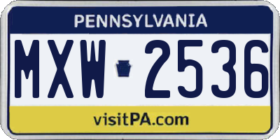 PA license plate MXW2536