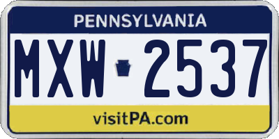 PA license plate MXW2537