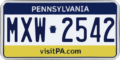 PA license plate MXW2542