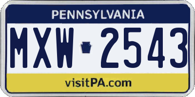 PA license plate MXW2543