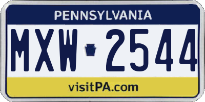 PA license plate MXW2544