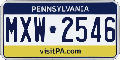 PA license plate MXW2546