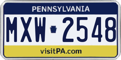 PA license plate MXW2548