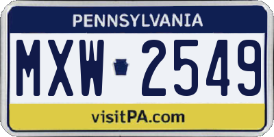 PA license plate MXW2549