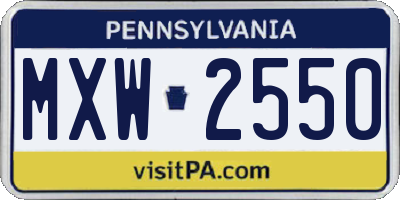 PA license plate MXW2550