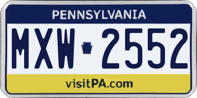 PA license plate MXW2552