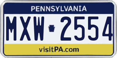 PA license plate MXW2554