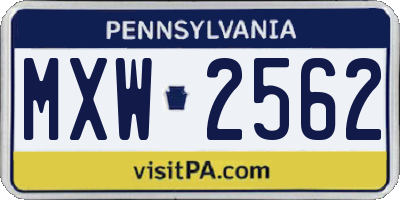 PA license plate MXW2562