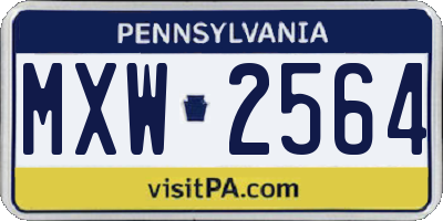 PA license plate MXW2564